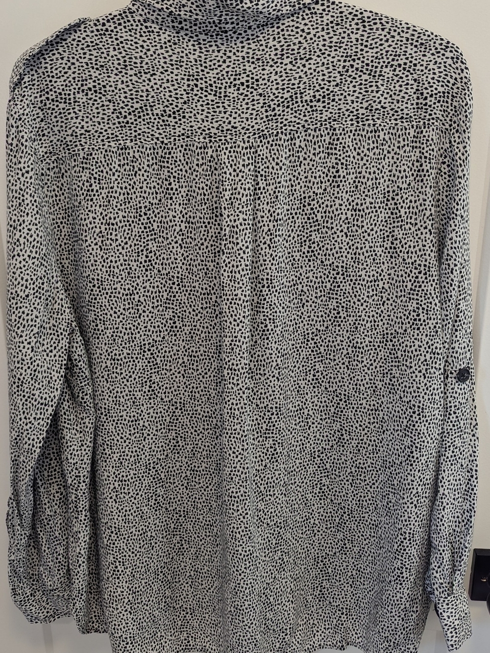 Lord & Taylor Black & White Speckled Button-Down Shirt - Picture 4 of 9